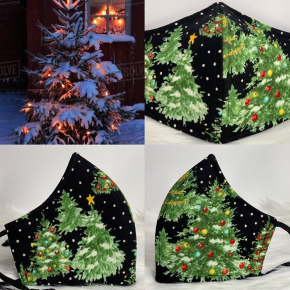 Hand Crafted Accessories - Old Christmas Tree Designer adult face mask